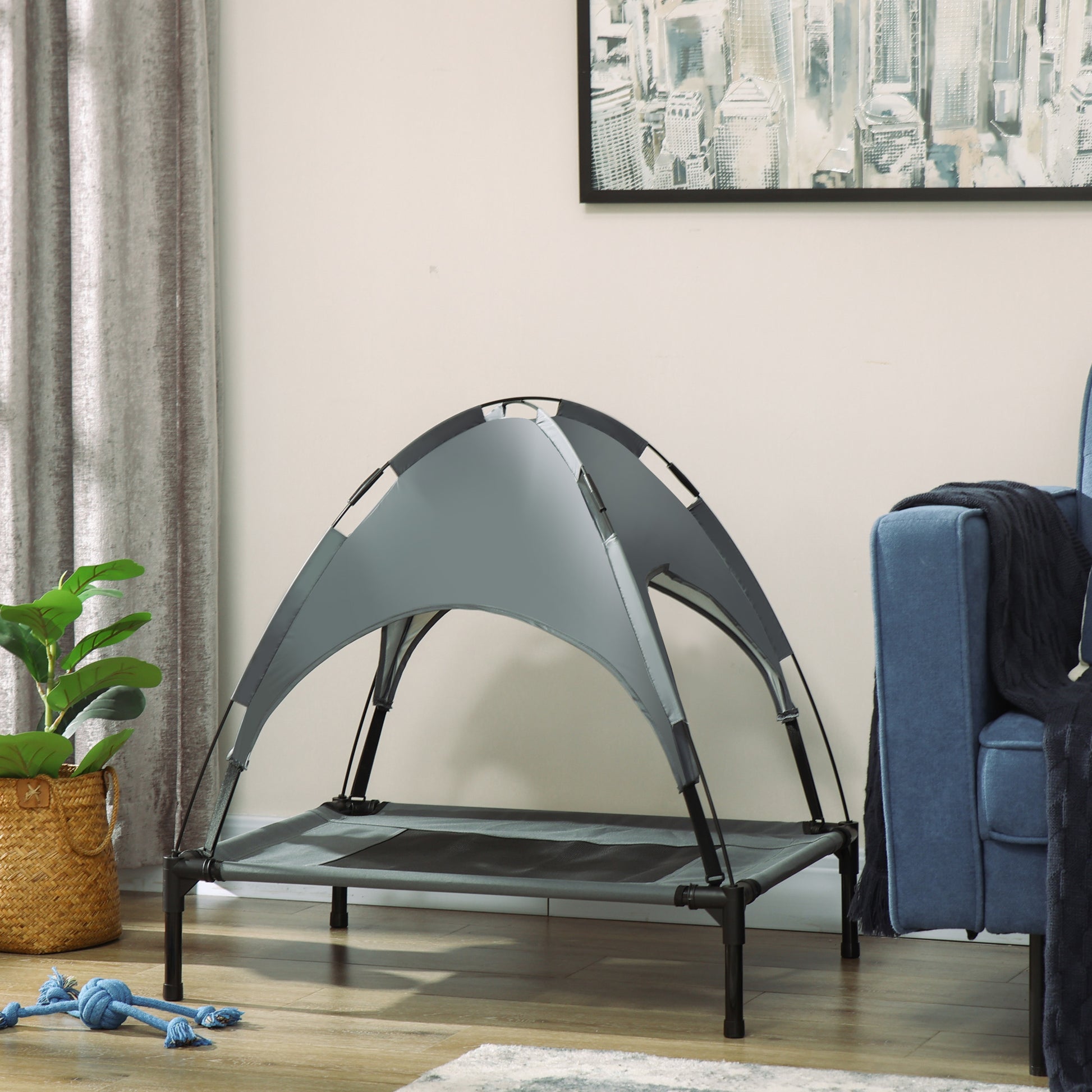 Elevated Pet Bed Dog Cot Tent with Canopy Instant Shelter Outdoor