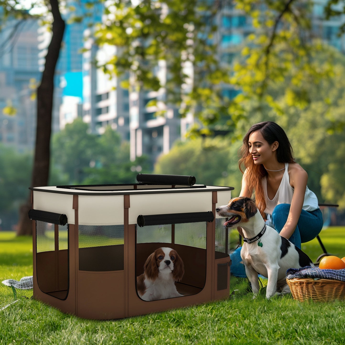 Foldable Dog Pen with Storage Bag for Indoor/Outdoor Use