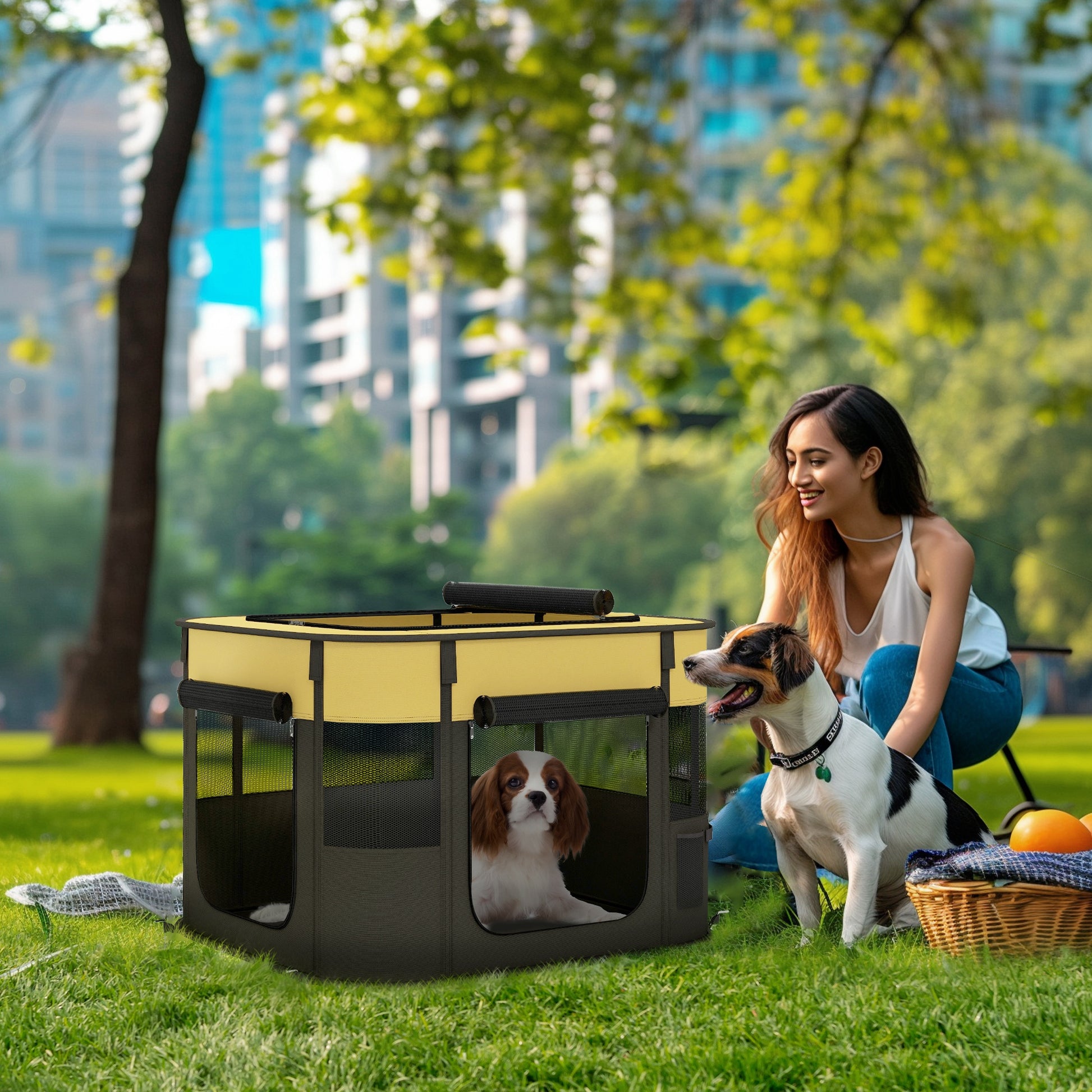 Foldable Dog Pen with Storage Bag for Indoor/Outdoor Use