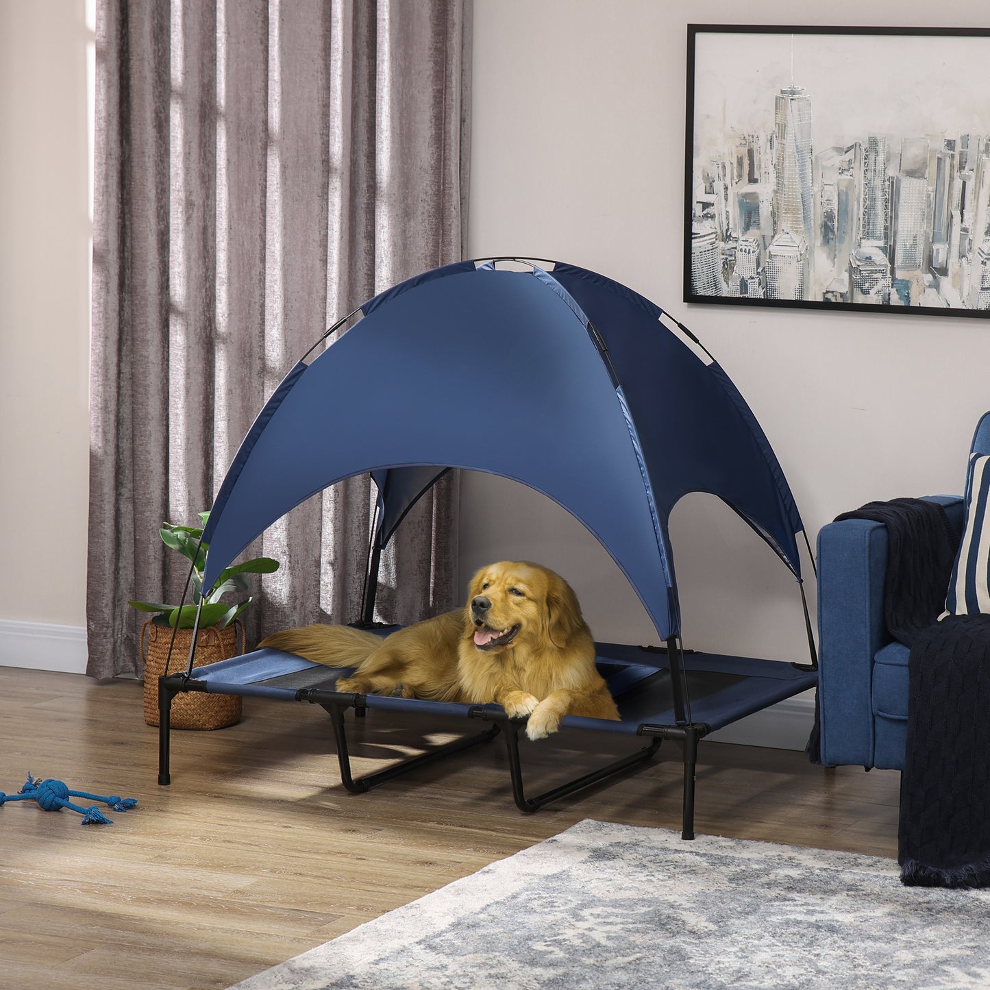 Elevated Pet Bed Dog Cot Tent with Canopy Instant Shelter Outdoor